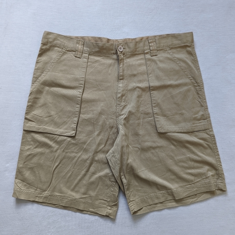 Roots vintage cotton cargo shorts tan color men's 34